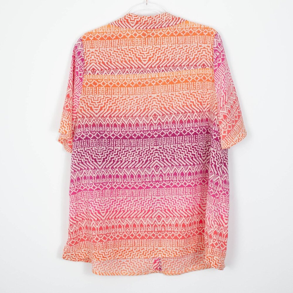 Catherines Womens Aztec Print Button Short Sleeve Top‎ Size 0X Beachy Colorful - Picture 4 of 5